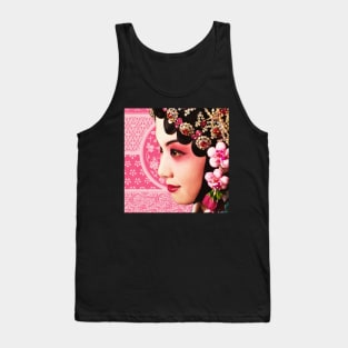 Chinese Opera Star with Blush Pink Traditional Pattern- Hong Kong Retro Tank Top